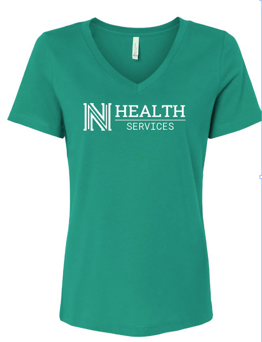 NPS Health Services "Logo" Design Women's V-neck T-shirt (f) (kelly)