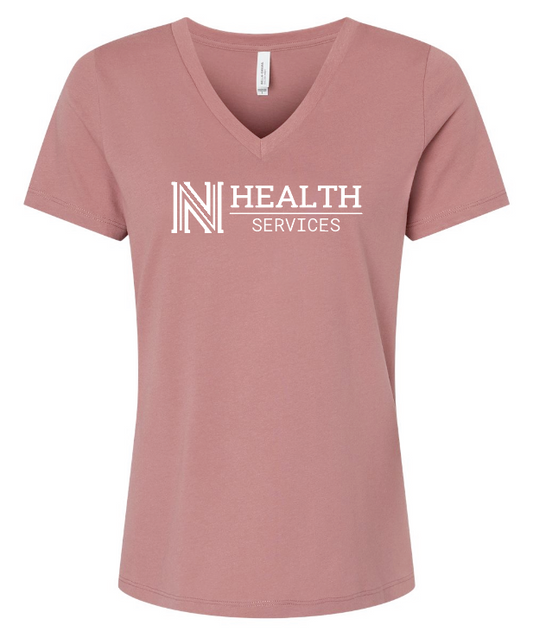 NPS Health Services "Logo" Design Women's V-neck T-shirt (f) (mauve)