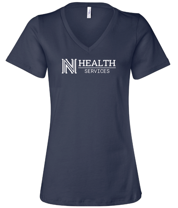 NPS Health Services "Logo" Design Women's V-neck T-shirt (f) (navy)