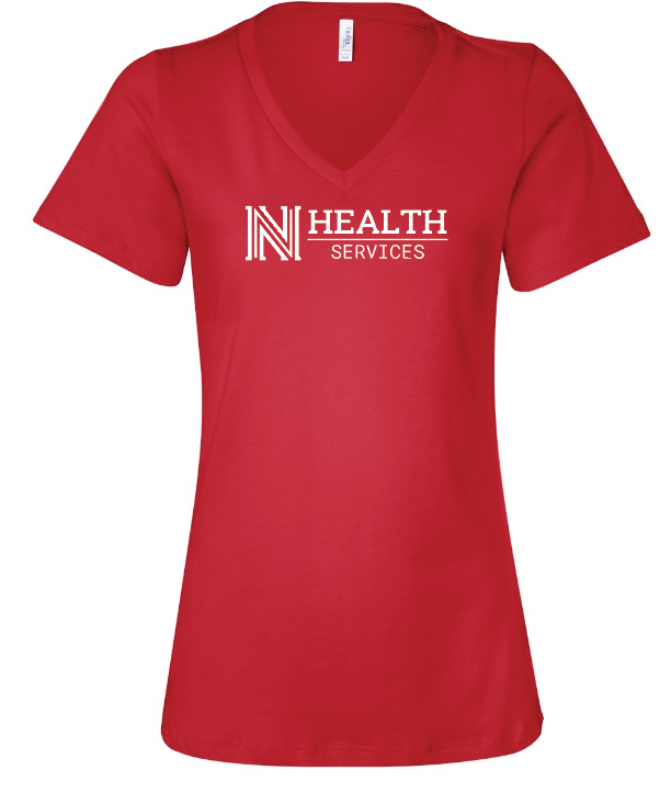 NPS Health Services "Logo" Design Women's V-neck T-shirt (f) (red)