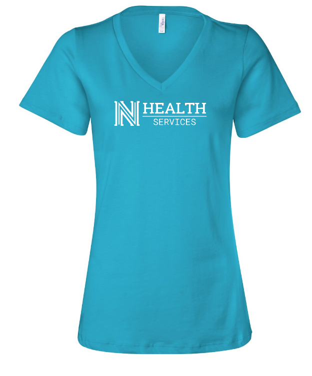 NPS Health Services "Logo" Design Women's V-neck T-shirt (f) (turquoise)