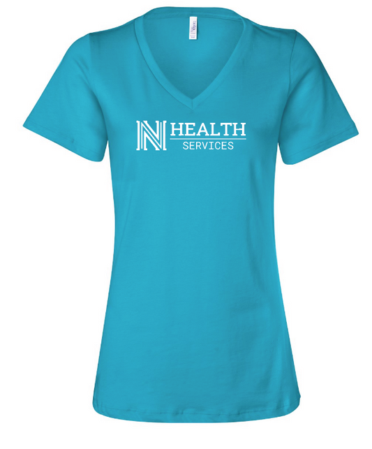 NPS Health Services "Logo" Design Women's V-neck T-shirt (f) (turquoise)