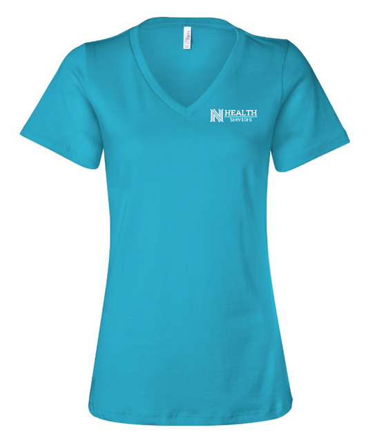 NPS Health Services "Logo" Design Women's V-neck T-shirt (p) (turquoise)