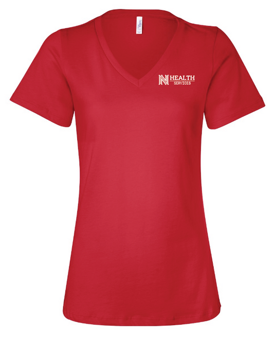 NPS Health Services "Logo" Design Women's V-neck T-shirt (p) (red)