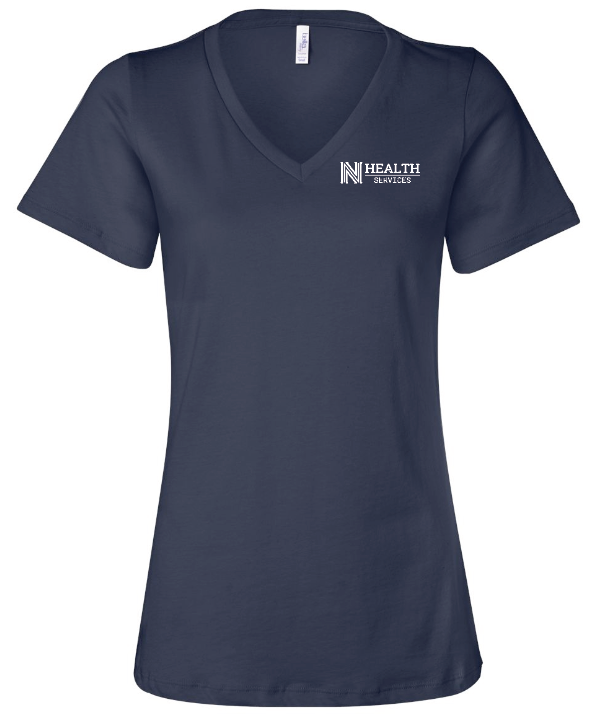 NPS Health Services "Logo" Design Women's V-neck T-shirt (p) (navy)