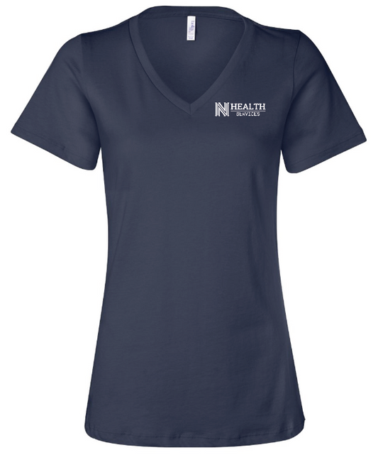 NPS Health Services "Logo" Design Women's V-neck T-shirt (p) (navy)