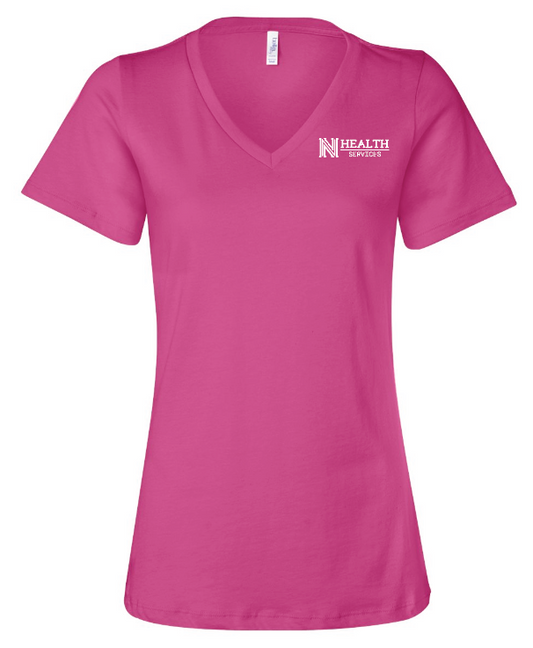 NPS Health Services "Logo" Design Women's V-neck T-shirt (p) (berry)