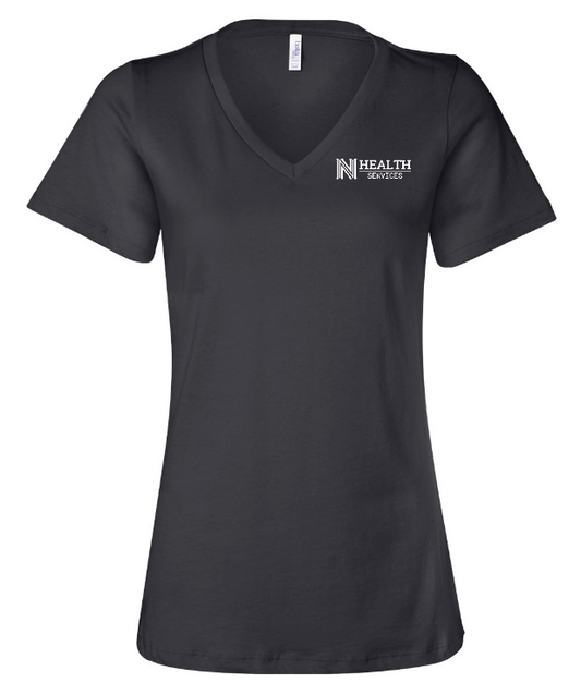 NPS Health Services "Logo" Design Women's V-neck T-shirt (p) (black)