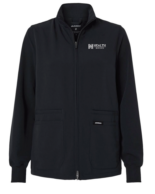 NPS Health Services "Logo" Design Women's Full-Zip Scrub Jacket (black)