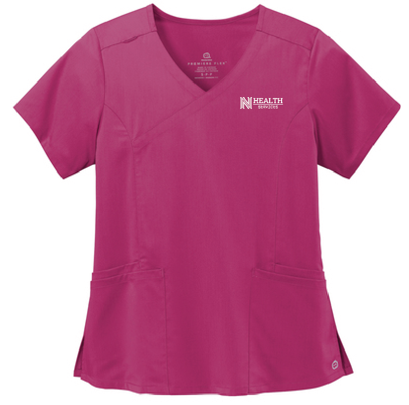 NPS Health Services "Logo" Design Women's Mock Wrap Top (wine)