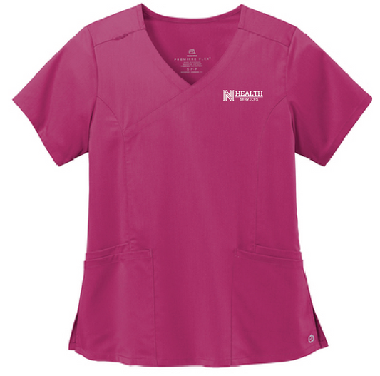 NPS Health Services "Logo" Design Women's Mock Wrap Top (wine)