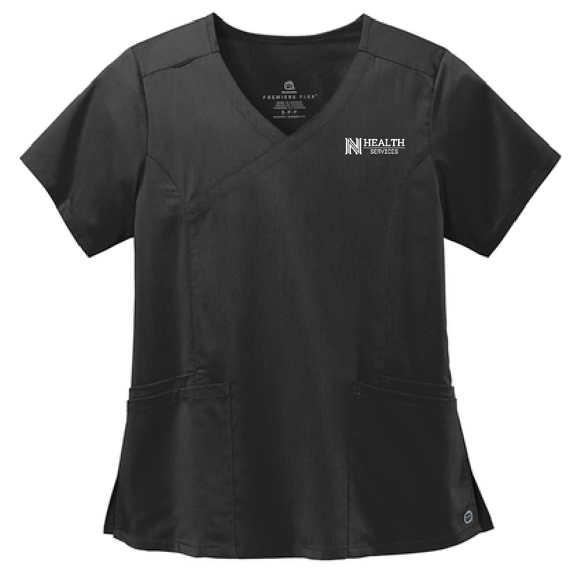 NPS Health Services "Logo" Design Women's Mock Wrap Top (black)