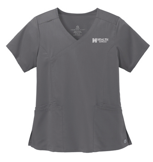 NPS Health Services "Logo" Design Women's Mock Wrap Top (pewter)