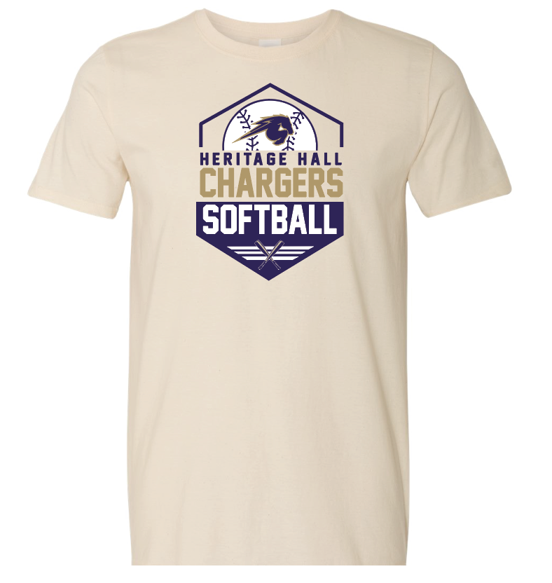Heritage Hall High School Softball "Diamond with Varsity Roster" BellaCanvas T-shirt