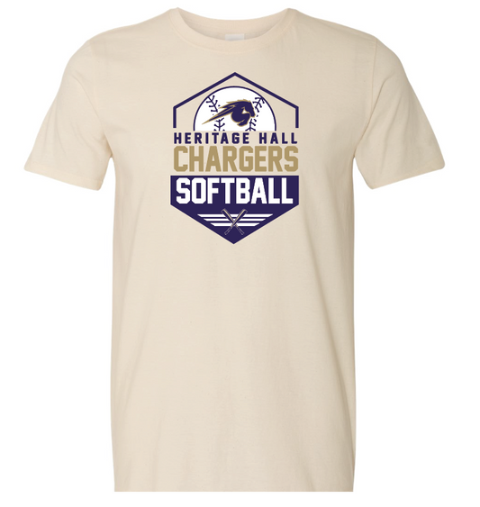 Heritage Hall High School Softball "Diamond with Varsity Roster" BellaCanvas T-shirt