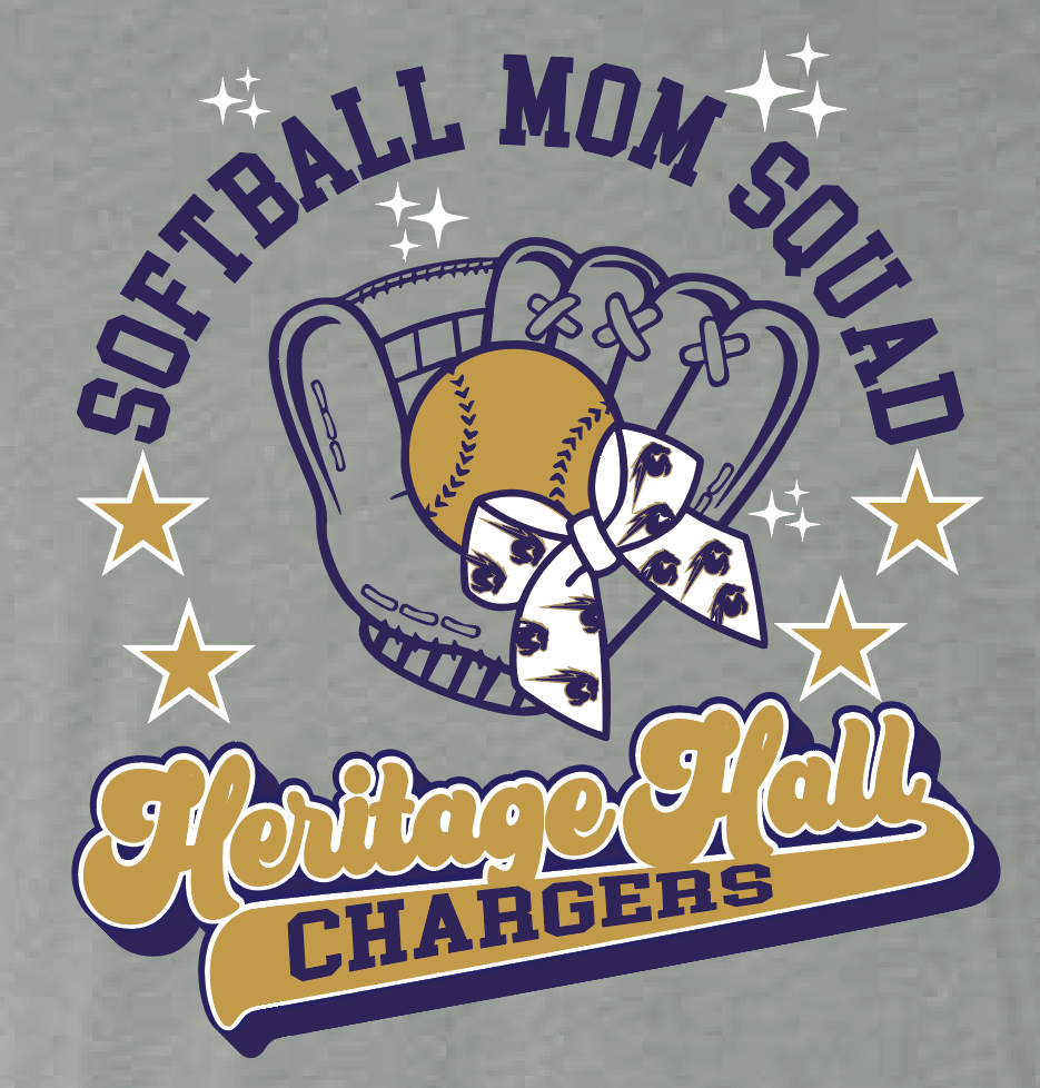 Heritage Hall High School Softball "Mom" BellaCanvas T-shirt (heather)