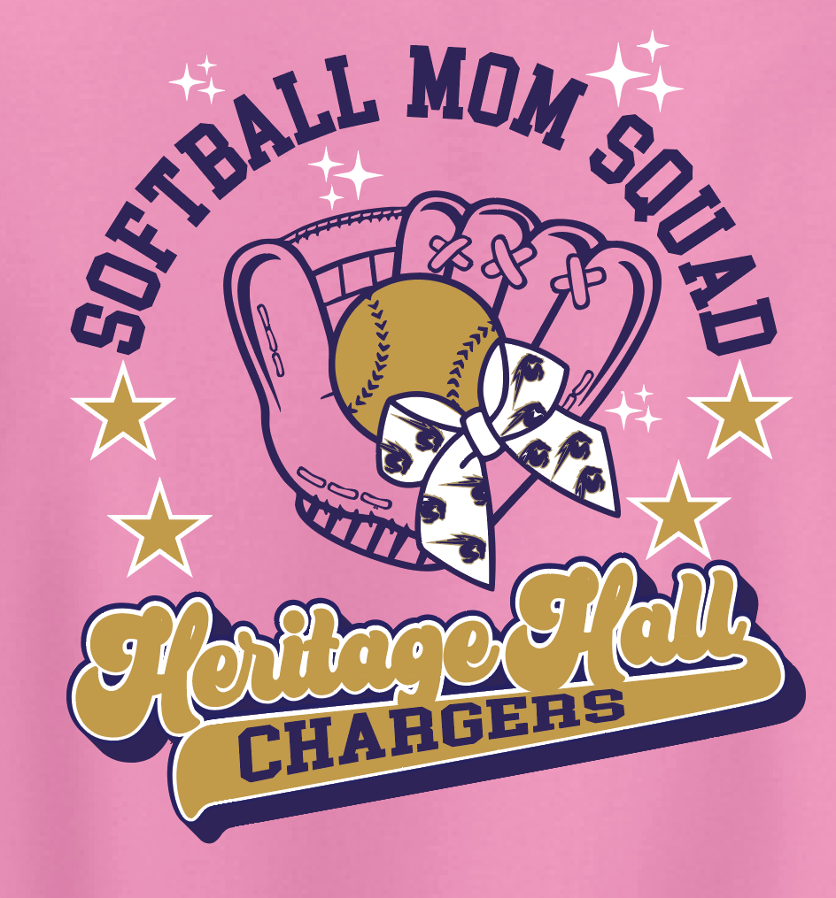 Heritage Hall High School Softball "Mom" Softstyle T-shirt (azalea)