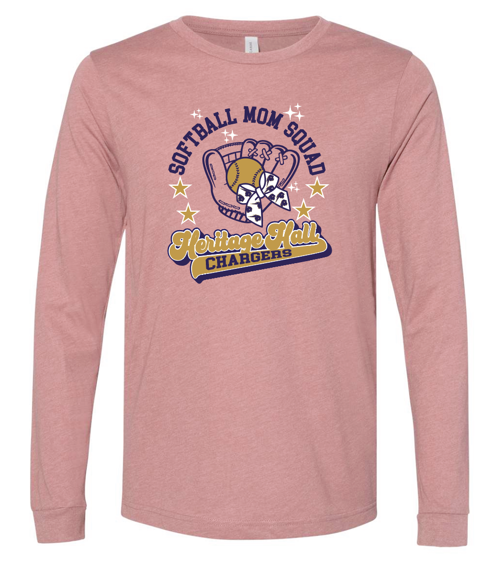 Heritage Hall High School Softball "Mom" BellaCanvas L/S T-shirt (mauve)