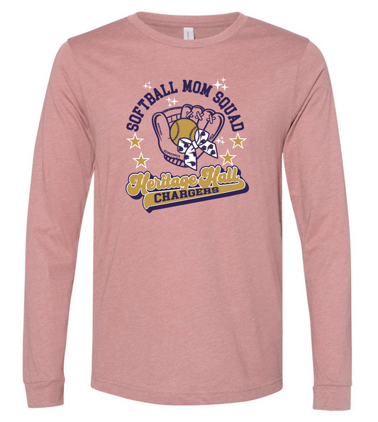 Heritage Hall High School Softball "Mom" BellaCanvas L/S T-shirt (mauve)