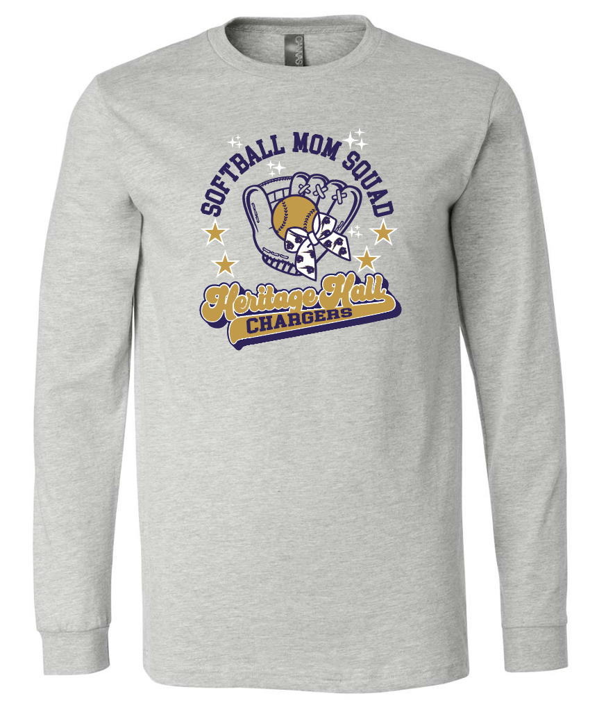 Heritage Hall High School Softball "Mom" BellaCanvas L/S T-shirt (heather)