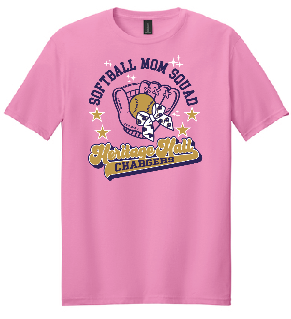 Heritage Hall High School Softball "Mom" Softstyle T-shirt (azalea)