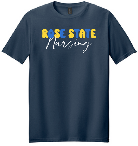 Rose State Nursing "Bubble Type" Design S/S T-shirt (navy)