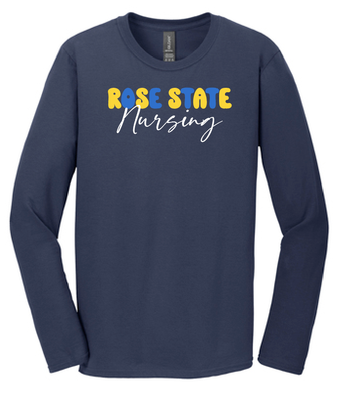 Rose State Nursing "Bubble Type" Design L/S T-shirt (navy)