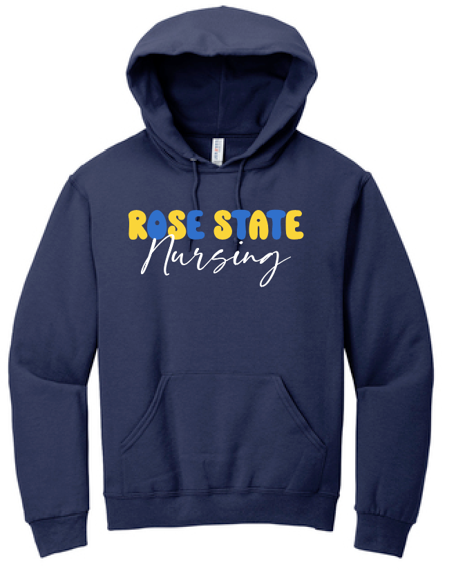 Rose State Nursing "Bubble Type" Design Hooded Sweatshirt (navy)
