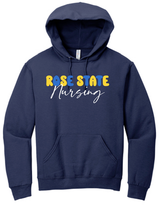 Rose State Nursing "Bubble Type" Design Hooded Sweatshirt (navy)