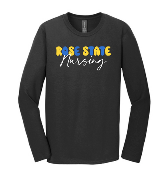 Rose State Nursing "Bubble Type" Design L/S T-shirt (black)