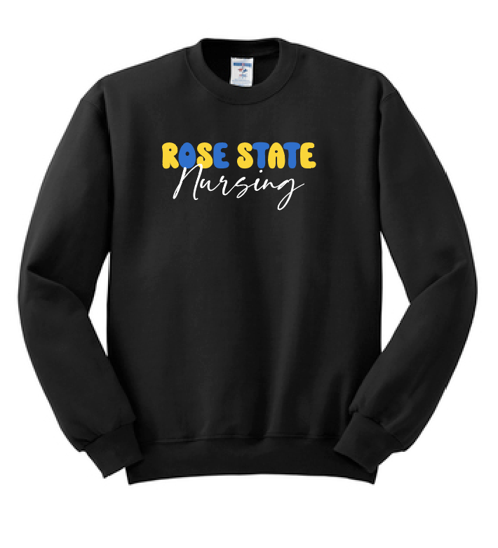 Rose State Nursing "Bubble Type" Design Crewneck Sweatshirt (black)