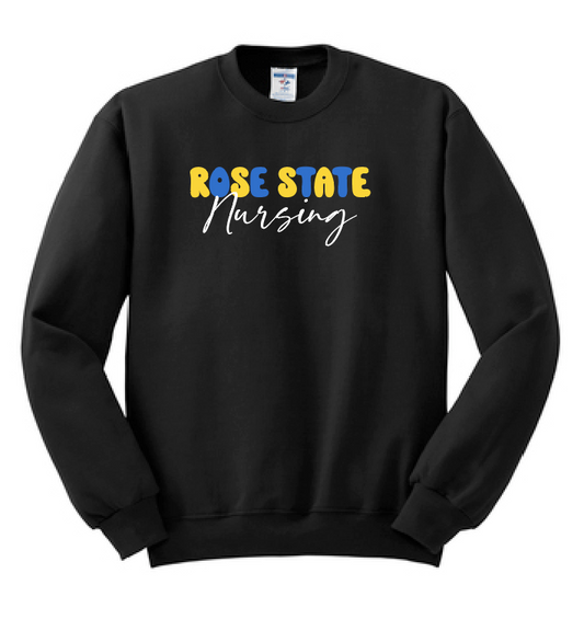 Rose State Nursing "Bubble Type" Design Crewneck Sweatshirt (black)