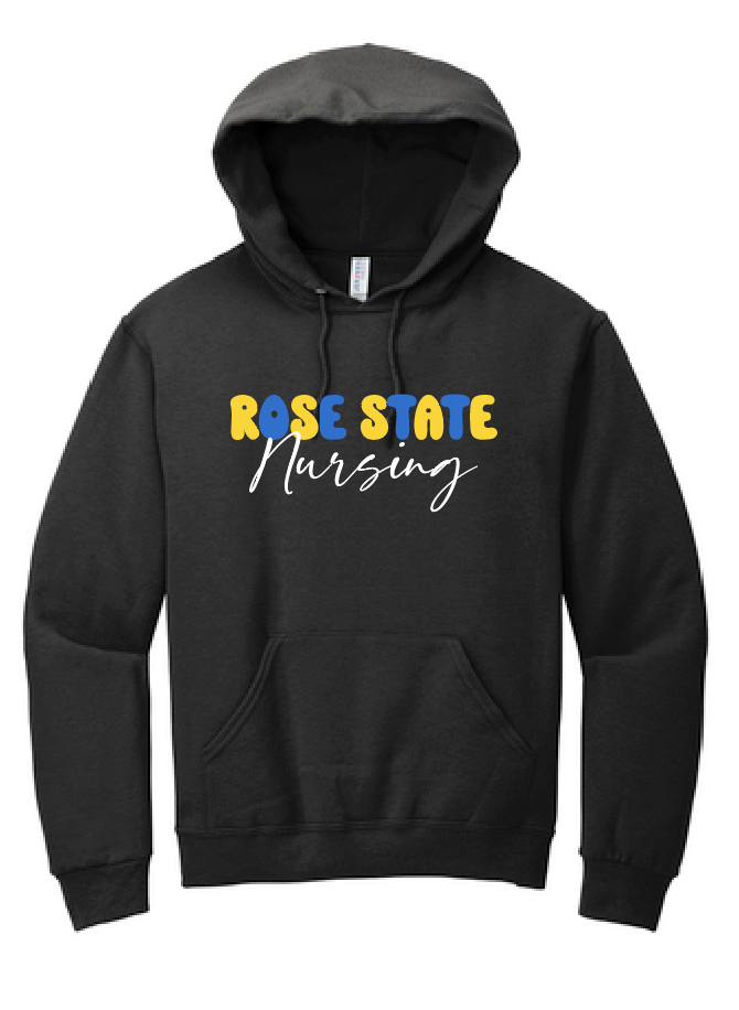 Rose State Nursing "Bubble Type" Design Hooded Sweatshirt (black)