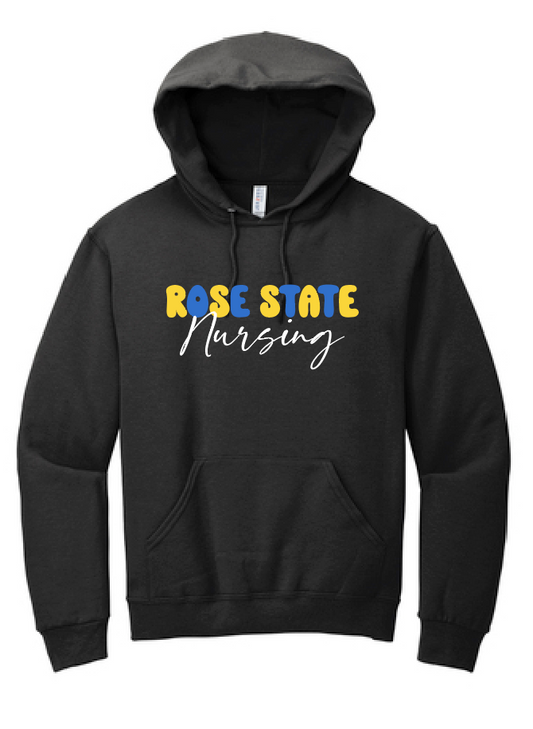 Rose State Nursing "Bubble Type" Design Hooded Sweatshirt (black)