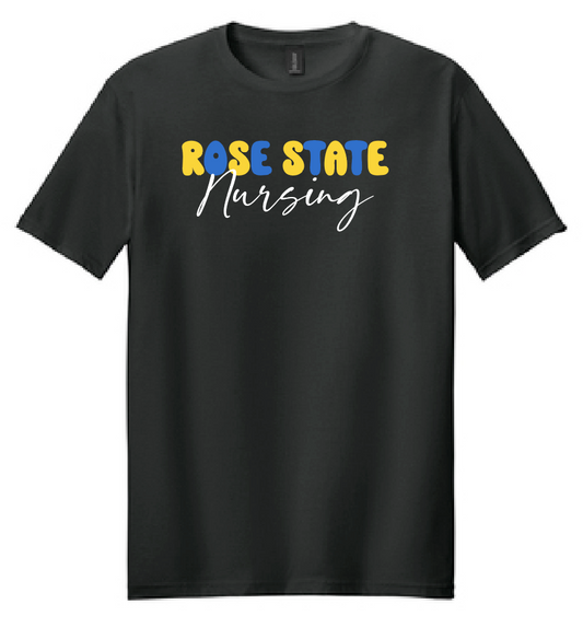 Rose State Nursing "Bubble Type" Design S/S T-shirt (black)