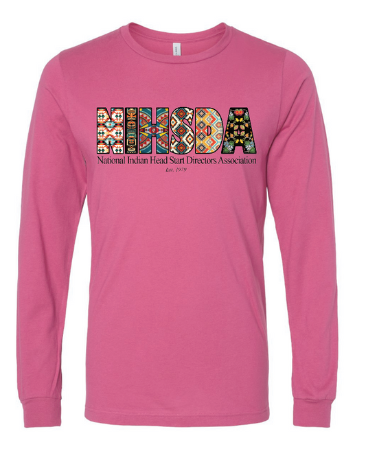 NIHSDA "Beaded Letters" Design L/S T-shirt (berry)
