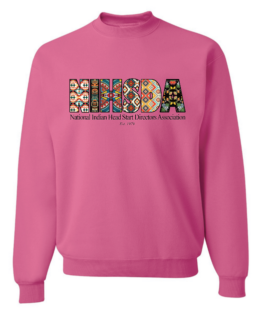 NIHSDA "Beaded Letters" Design Crewneck Sweatshirt (sangria)