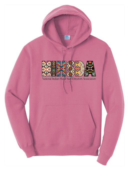 NIHSDA "Beaded Letters" Design Hooded Sweatshirt (sangria)