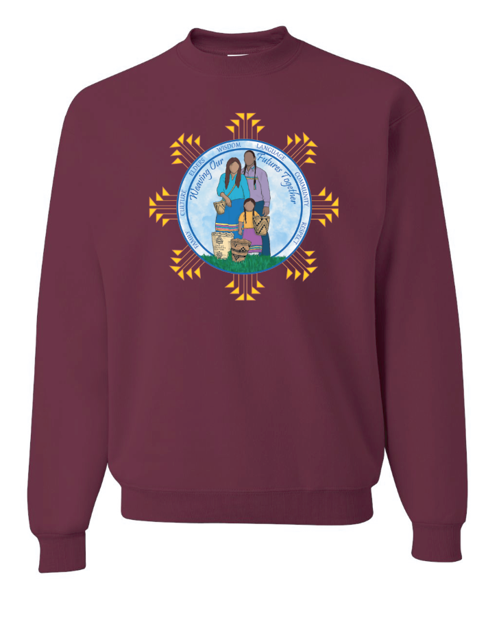 NIHSDA "Weaving Our Futures" Design Crewneck Sweatshirt (maroon)
