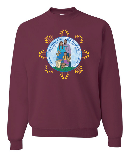 NIHSDA "Weaving Our Futures" Design Crewneck Sweatshirt (maroon)
