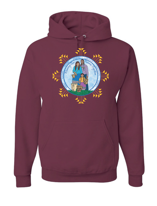 NIHSDA "Weaving Our Futures" Design Hooded Sweatshirt (maroon)