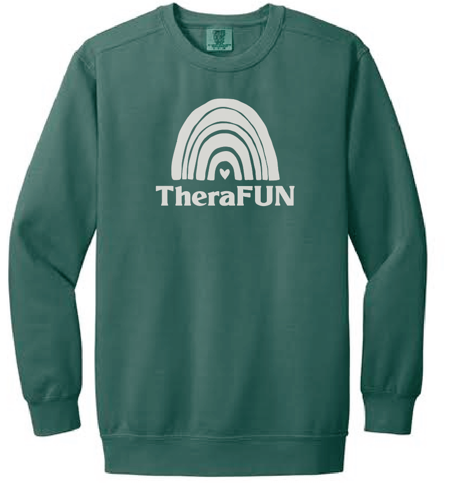 TheraFun "Logo" Design S/S Comfort Colors Sweatshirt (blue spruce)(1c)