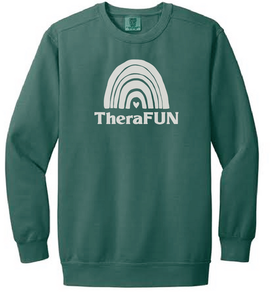 TheraFun "Logo" Design S/S Comfort Colors Sweatshirt (blue spruce)(1c)