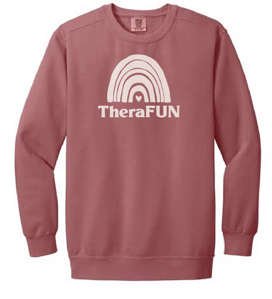 TheraFun "Logo" Design S/S Comfort Colors Sweatshirt (crimson)(1c)