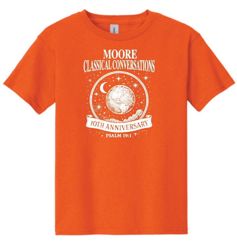 Moore Classical Conversations "10th Anniversary" Design S/S T-shirt (orange)