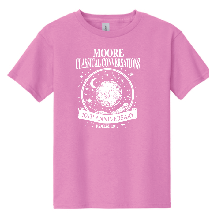 Moore Classical Conversations "10th Anniversary" Design S/S T-shirt (pink)
