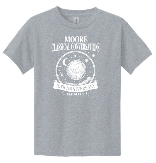 Moore Classical Conversations "10th Anniversary" Design S/S T-shirt (heather)