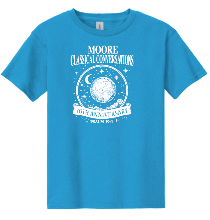 Moore Classical Conversations "10th Anniversary" Design S/S T-shirt (blue)