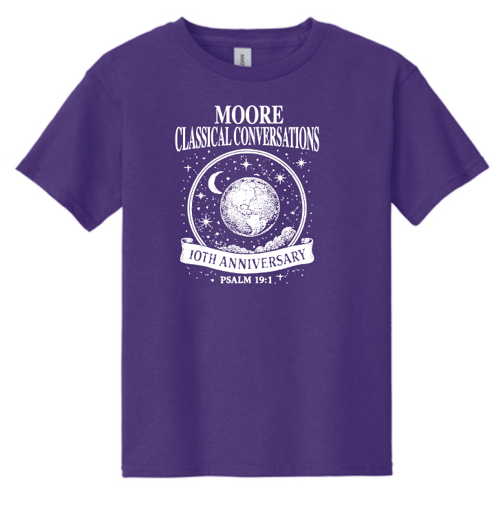 Moore Classical Conversations "10th Anniversary" Design S/S T-shirt (purple)