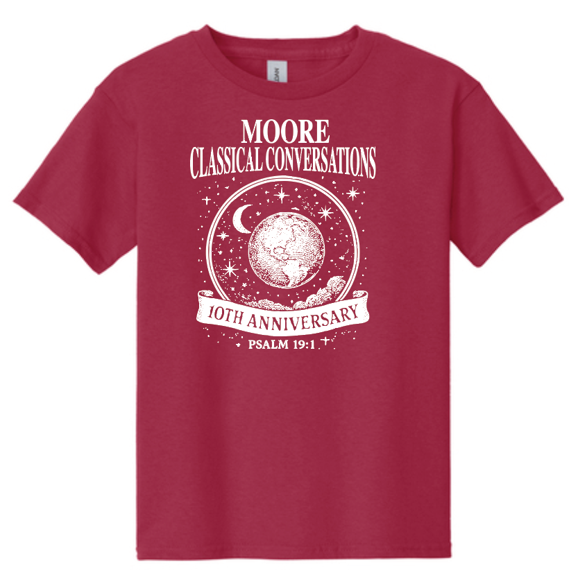 Moore Classical Conversations "10th Anniversary" Design S/S T-shirt (cardinal)